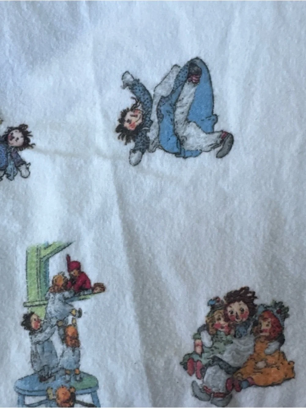Vintage Raggedy Ann and Andy Flannel Sheet Set- flat &fitted sheet, 1 pillowcase